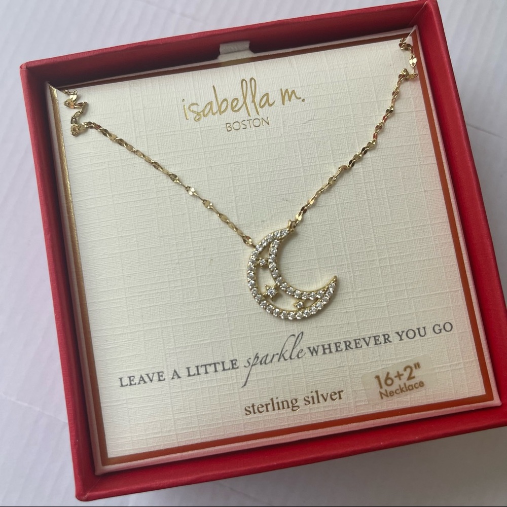 Isabella M. Rhinestone Moon necklace.